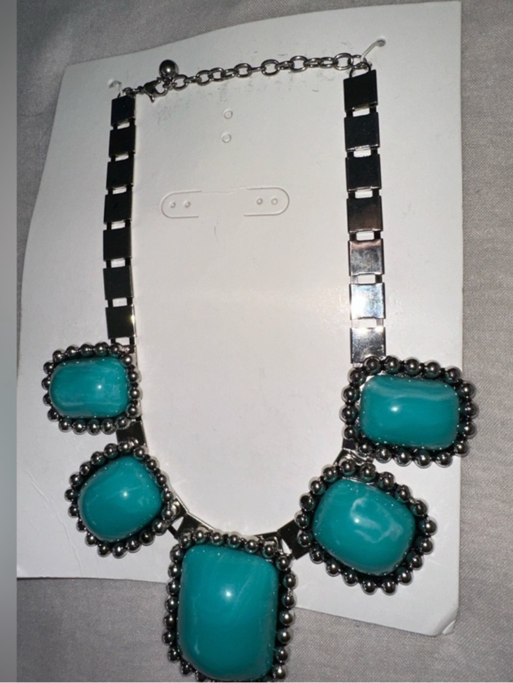 Elegant silver and turquoise statement necklace